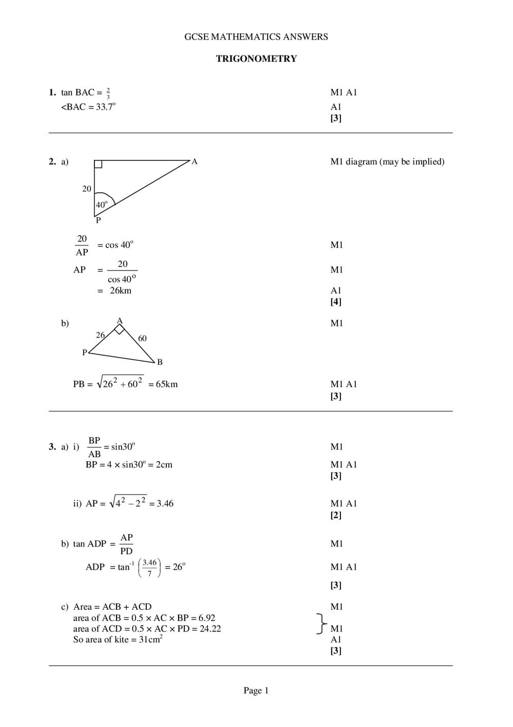 Trigonometry Answers GCSE Intermediate Maths Curriculum Press trigonometry-answers-gcse-intermediate-maths-curriculum-press
